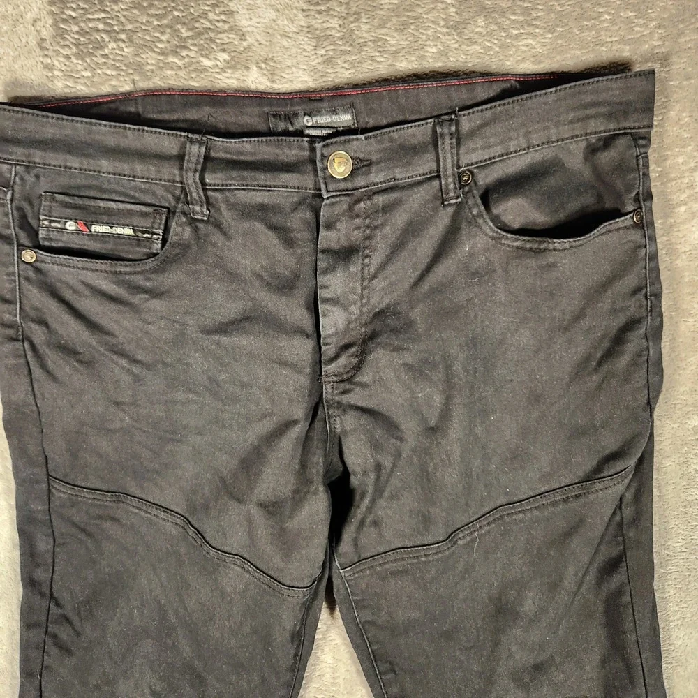 Fried Denim Moto Jeans Mens 38x32‎ Black Excellent Slim Fit Biker Pants